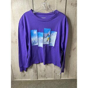 Arizona Jean Co Purple Ski Print Long Sleeve T-Shirt Womens Large